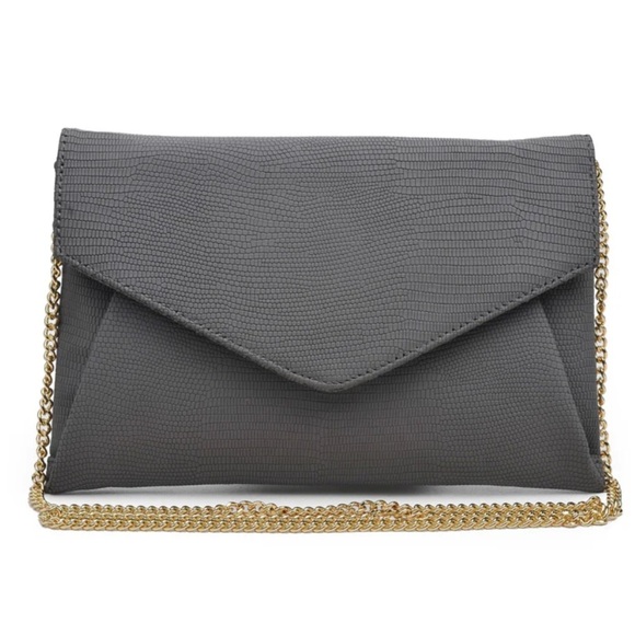 Moda Luxe Handbags - WOMEN’S NEW MODA LUXE LEATHER CARA CROSSBODY CLUTCH BAG GREY